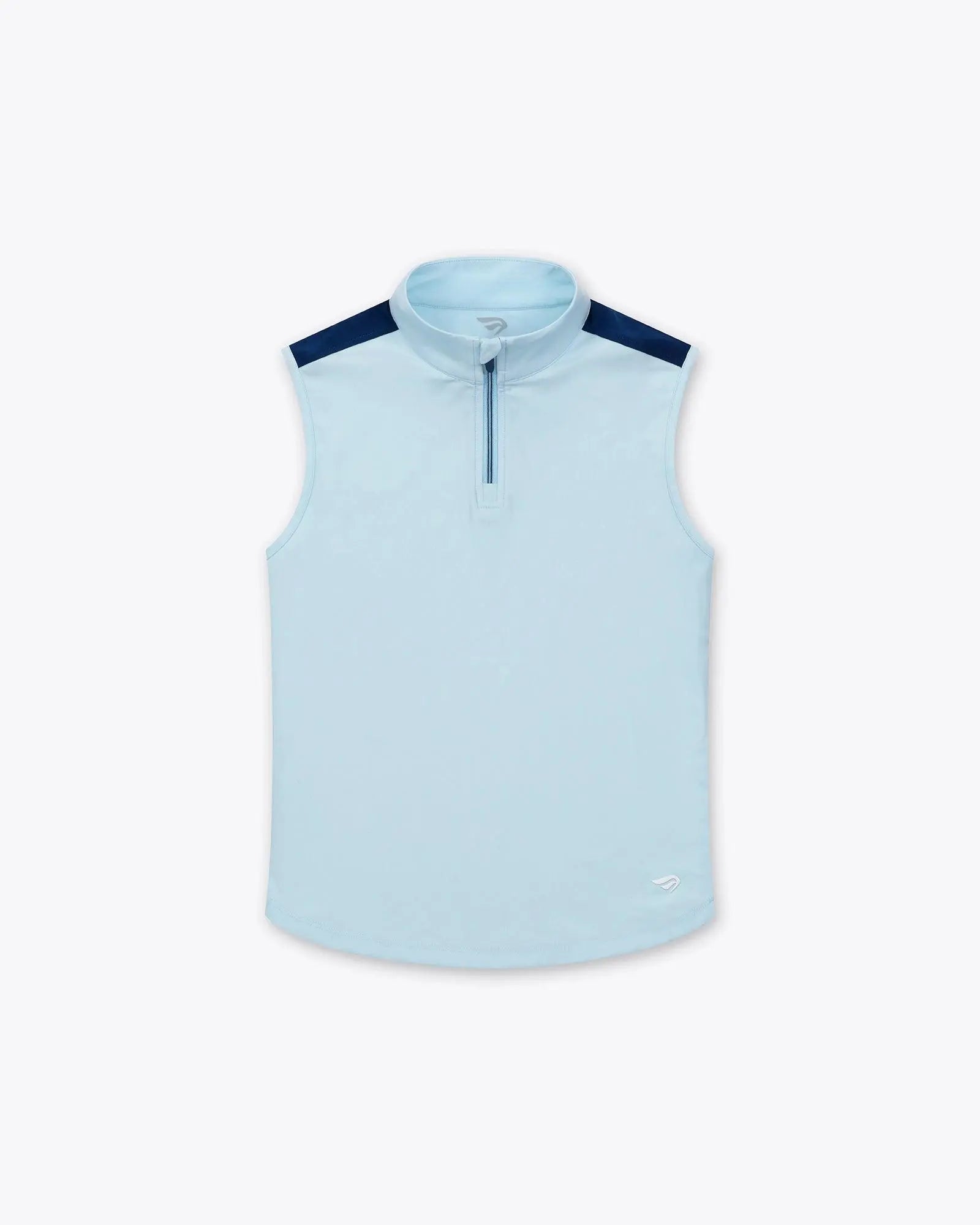 Erin Half Zip Sleeveless Top - Light Blue