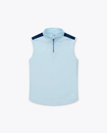 Erin Half Zip Sleeveless Top - Light Blue