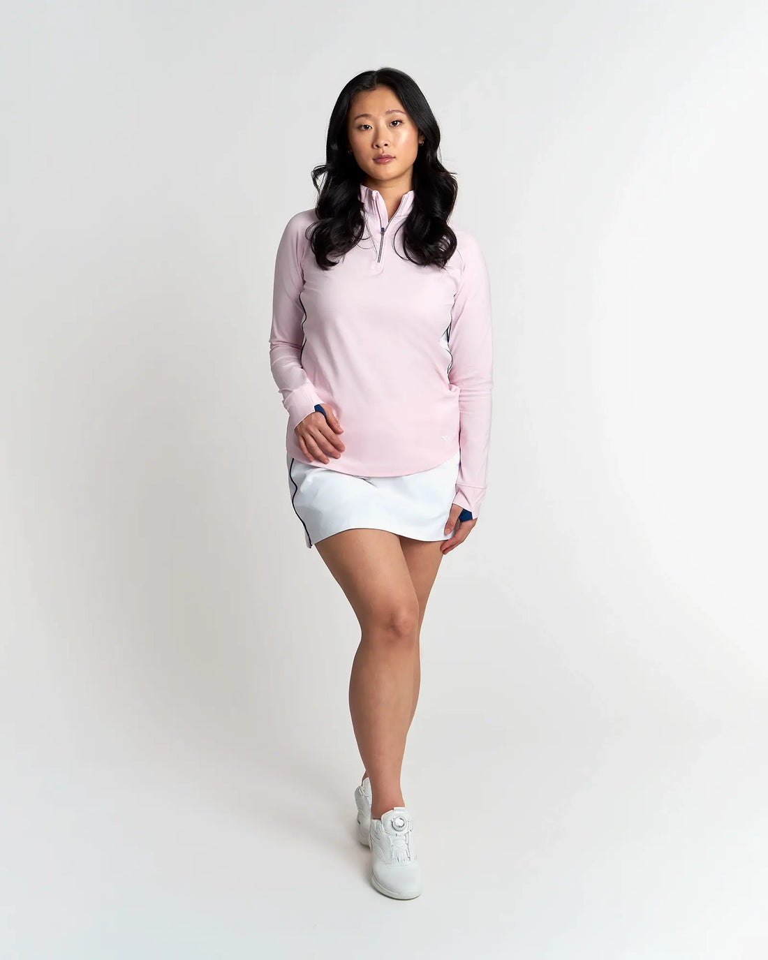 Taylor Long Sleeve Half Zip Top - Light Pink